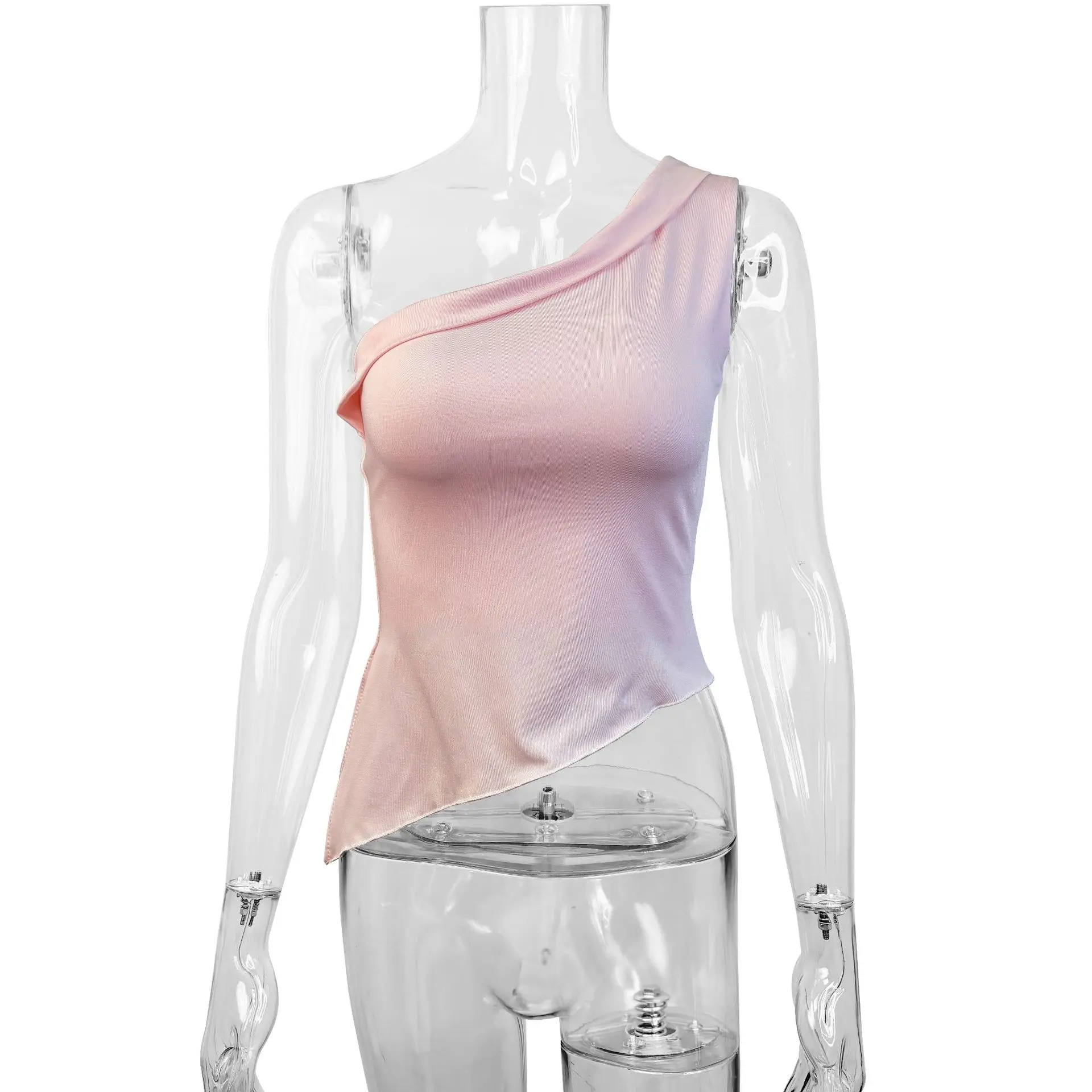 Abbigliamento estivo da donna con collo diagonale Top New T-shirt con spacco laterale in tinta unita con una parola Taglie forti 9XL 8XL 7XL 6XL