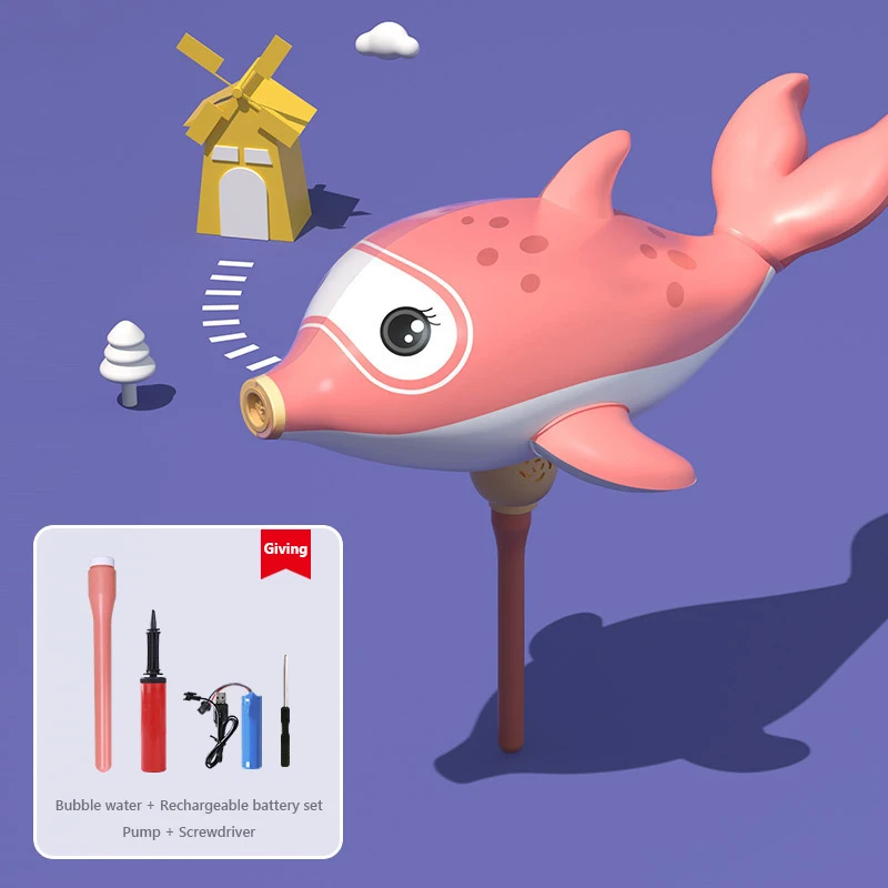 مسدس فقاعة دولفين أوتوماتيكي كبير الحجم للأطفال ، آلة نفخ الصابون ، شكل حيوان ، لعبة خارجية ، هدية للأطفال
