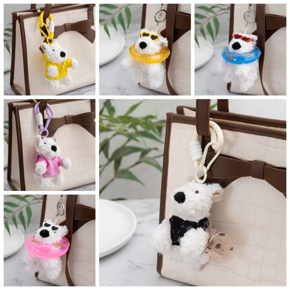 

Stuffed West Highland Bag Pendant Anti-lost Cartoon Animal Puppy Doll Keychain Cute Car Hanging Pendant Car Keys Accessories
