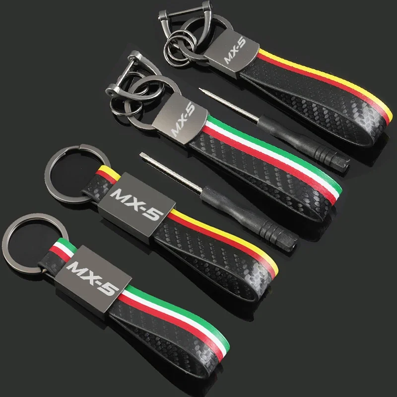 Leather Car Logo Keychain For Mazda MX5 Logo Atenza RX8 RX7 MX3 Axela Speed SKYACTIV Auto Keyfob Keyring Pendant Accessories