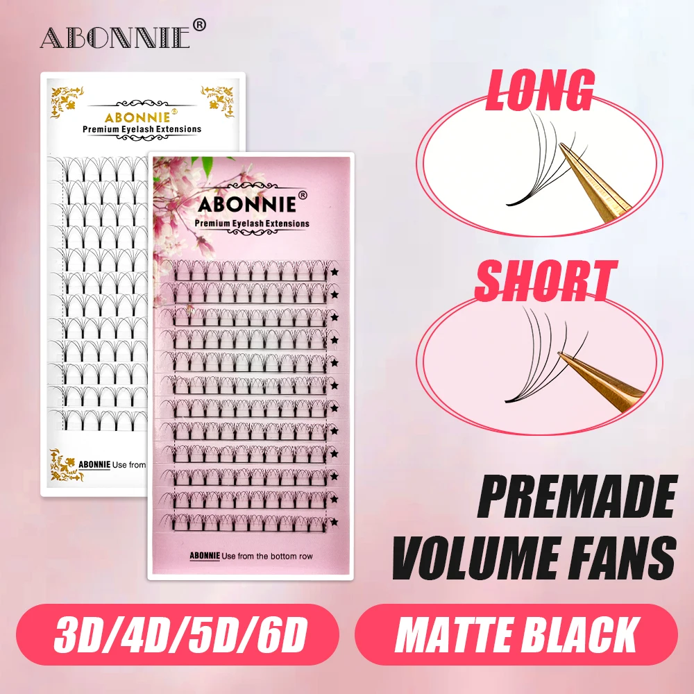 ABONNIE 3D/4D/5D/6D Long Stem Short Stem Premade Fans Russian Volume Eyelashes Extension Mink Lashes Individual Lash Extensions