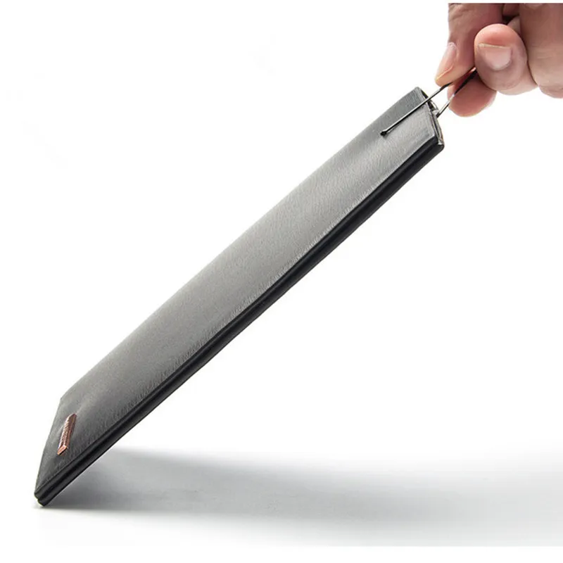 

Длинный деловой кошелек с держателем для карт, двойной складной кошелек, Алюминиевый металлический зеркальный Кошелек из искусственной кожи для мужчин