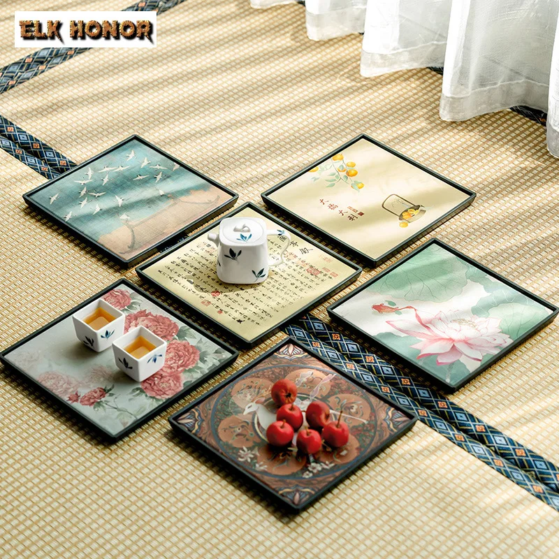 Chinese Style Square Water Absorbing Tea Tray Elegant Tea Board Dishes for Serving Chinese Tea Plate Teaware Supplies Ornaments