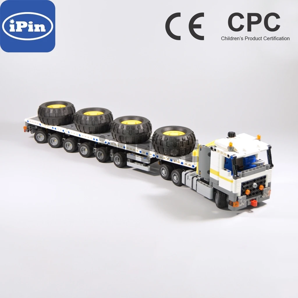 

Moc-43975 Mini 6×4 truck with flat Trailer 1033pcs Boy Gift splicing building block technology assembly