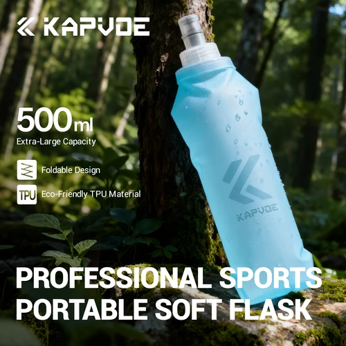 Imagen 2 del producto Botella de Agua Flexible Kapvoe, Plegable, de TPU, Libre de BPA, Botella de Agua Portátil para Deportes al Aire Libre, Senderismo, Campamento, Correr
