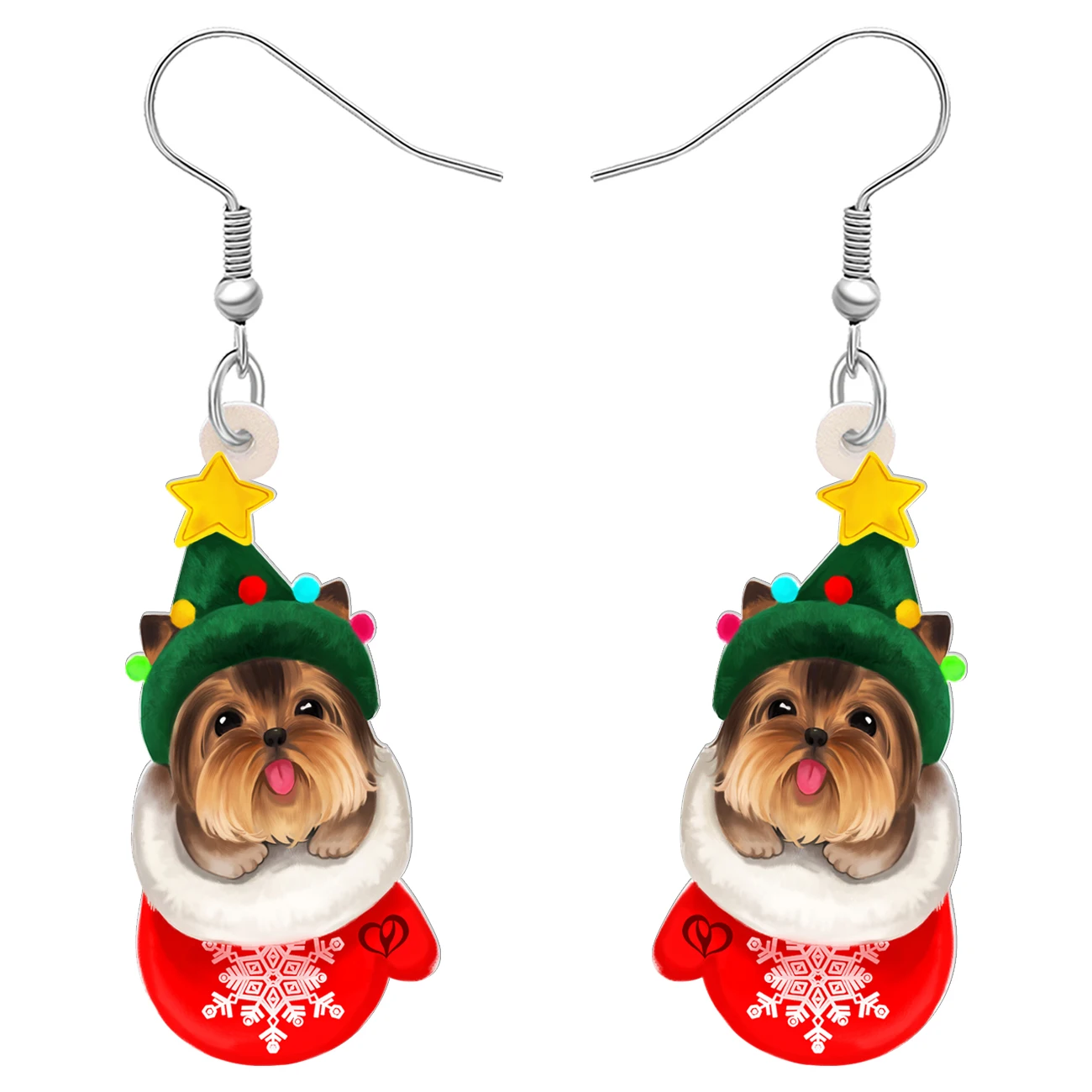 BONSNY Acrylic Drop Dangle Adorable Yorkshire Terrier Dog Earrings Fat Puppy Jewelry for Women Girls Charm Christmas Gifts