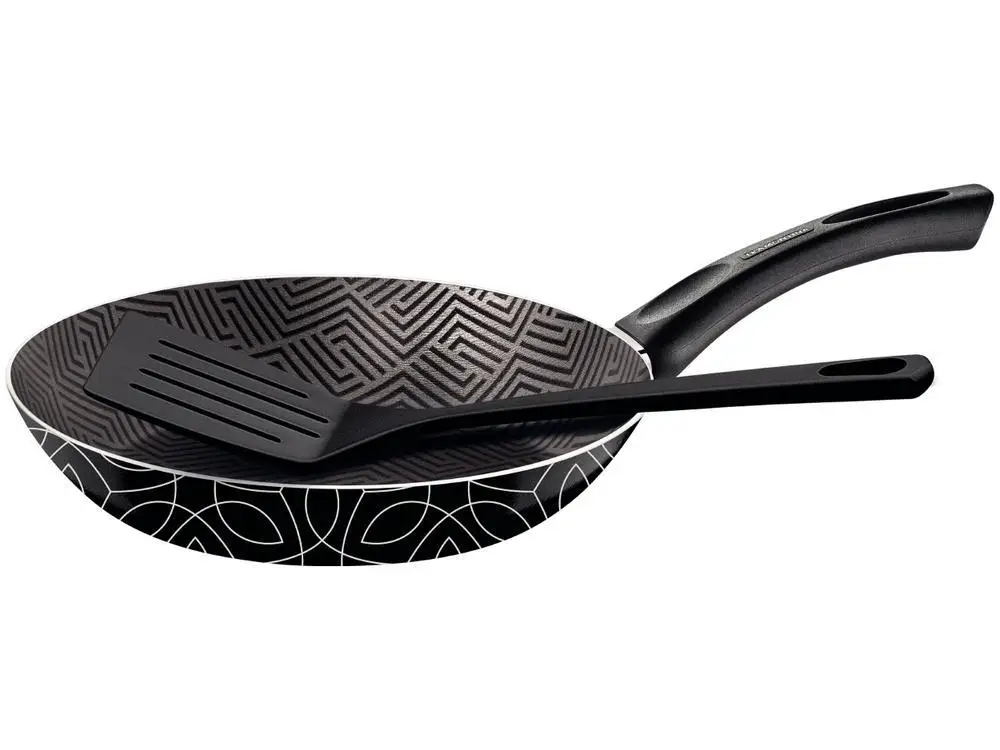 18cm Black Paris Aluminum Tramontina Nonstick Frying Pan with Spatula