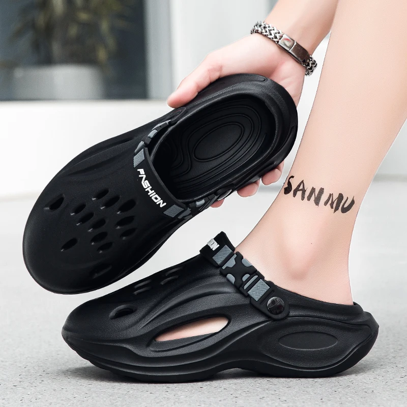 Men's Ankle Boots, Summer Outerwear Cover-up Slippers, Driving Casual Thick-soled Beach Sandals
