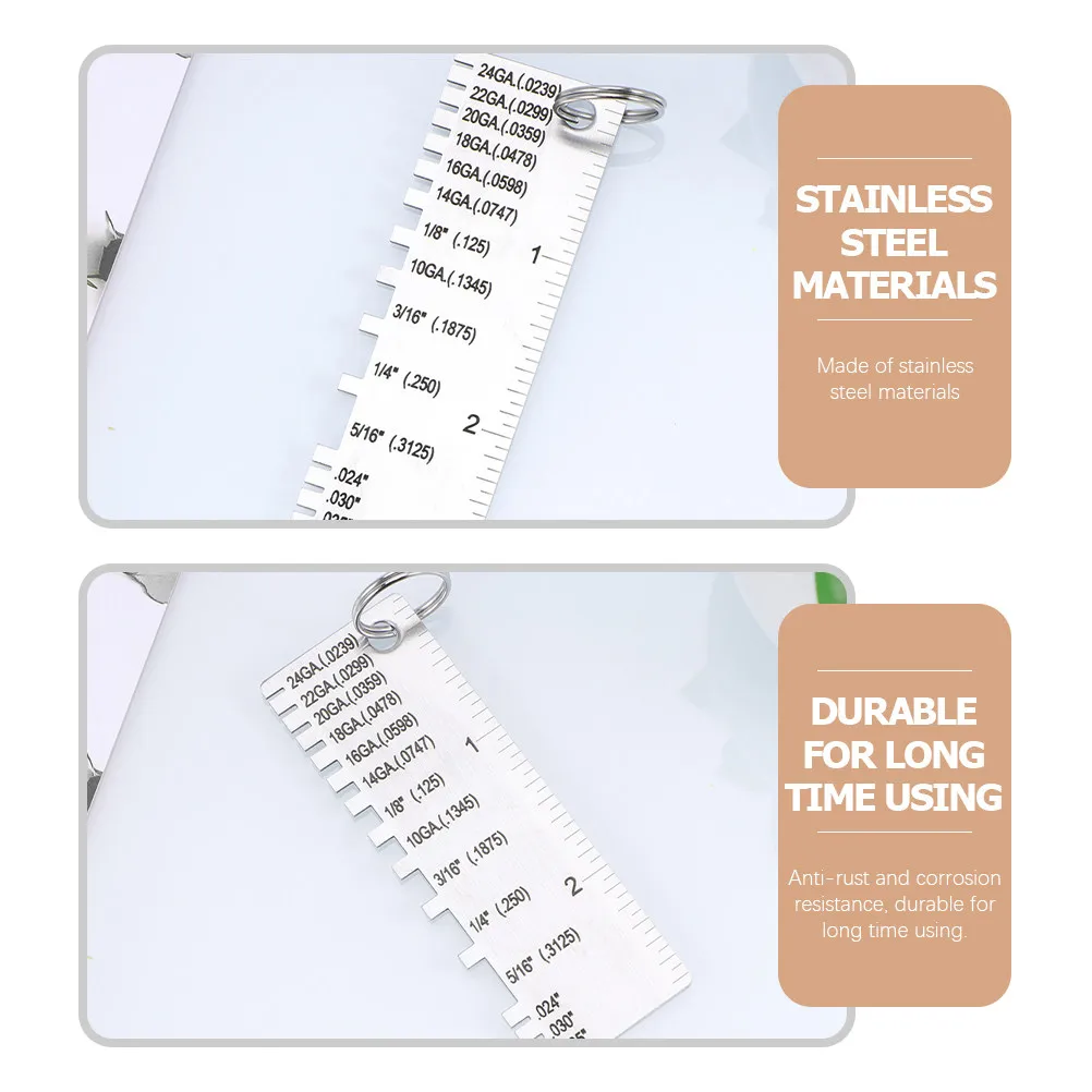 3Pcs Anti-Rust Stainless Steel Welding Thickness Gauge Sheet Metal Wire Size Checker Precision Etched Scale Metal Fabrication