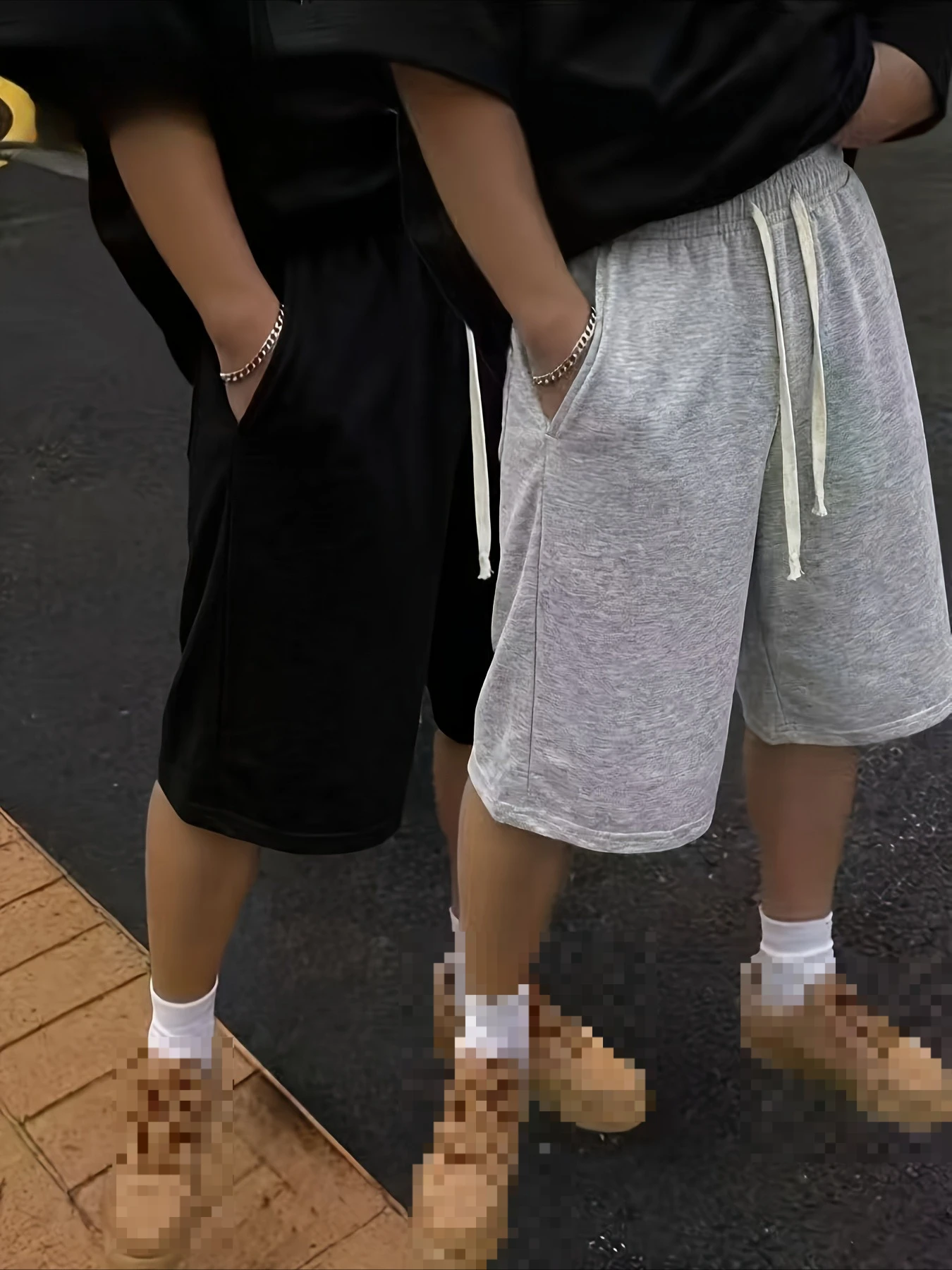 

Men's Casual 5-point Pants with Drawstring Waistband, Simple and Versatile, Loose Fit, Lazy Street Feel, Fully Stretched