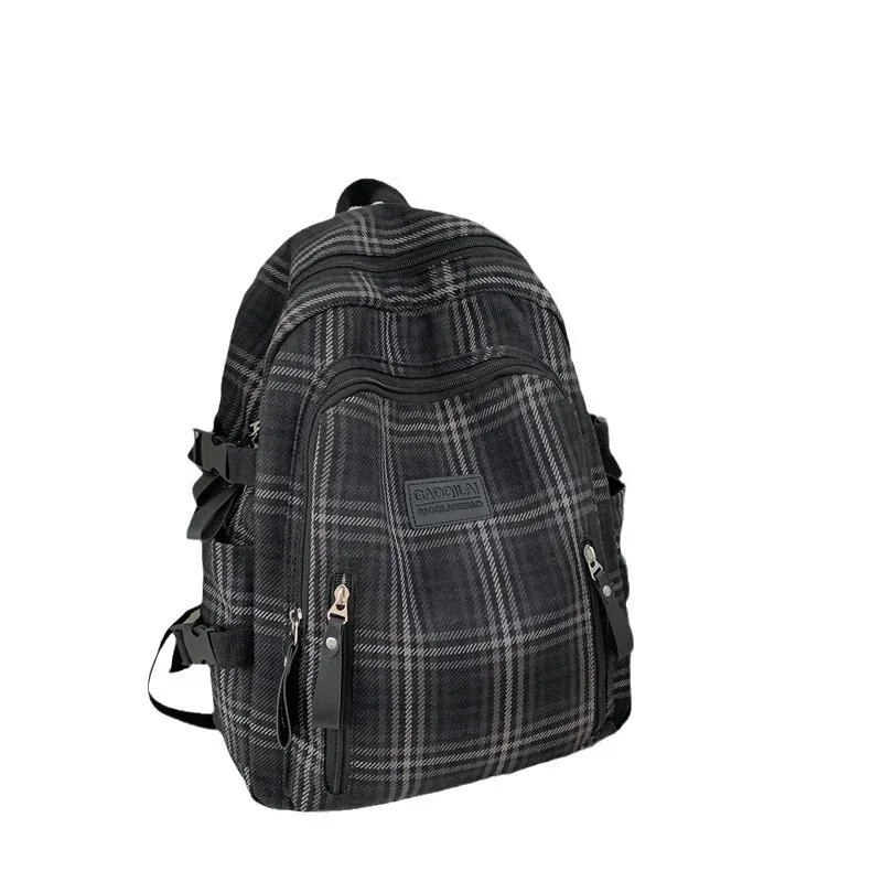 Japanese-style INS Style Literary Fresh Plaid School Bag for High School Students Campus Backpack Women Travel Bag