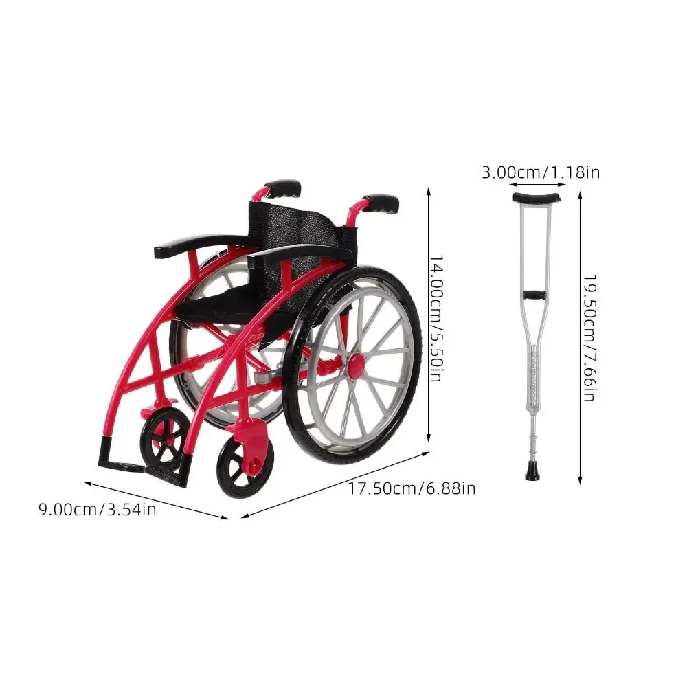 Accessoire pour maison de poupée, fauteuil roulant Miniature pour enfants, bricolage, béquille, modèle réaliste et pliable, meubles de décoration pour maison de poupée