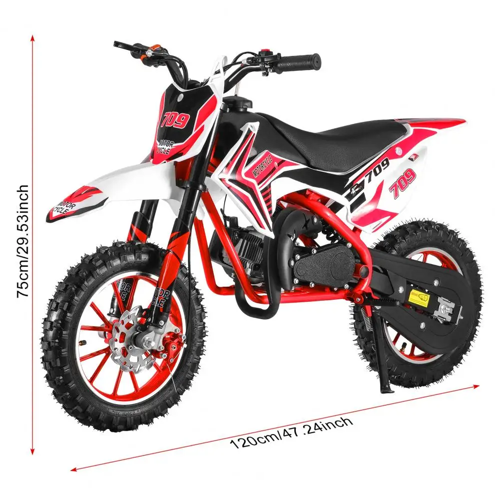 49cc 2-Stroke Kids Dirt Bike Gas Power Motocross Moto Bikes Child Vehicle Motorcycle Racing Max Speed 30KM/H (Red)