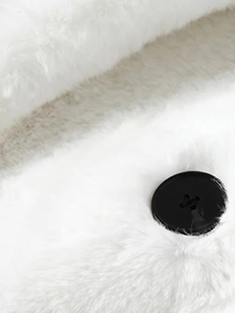 Mauroicardi Winter Oversized Purple Warm White Faux Fur Coat Women Long Sleeve Double Breasted Loose Casual Soft Fluffy Jacket