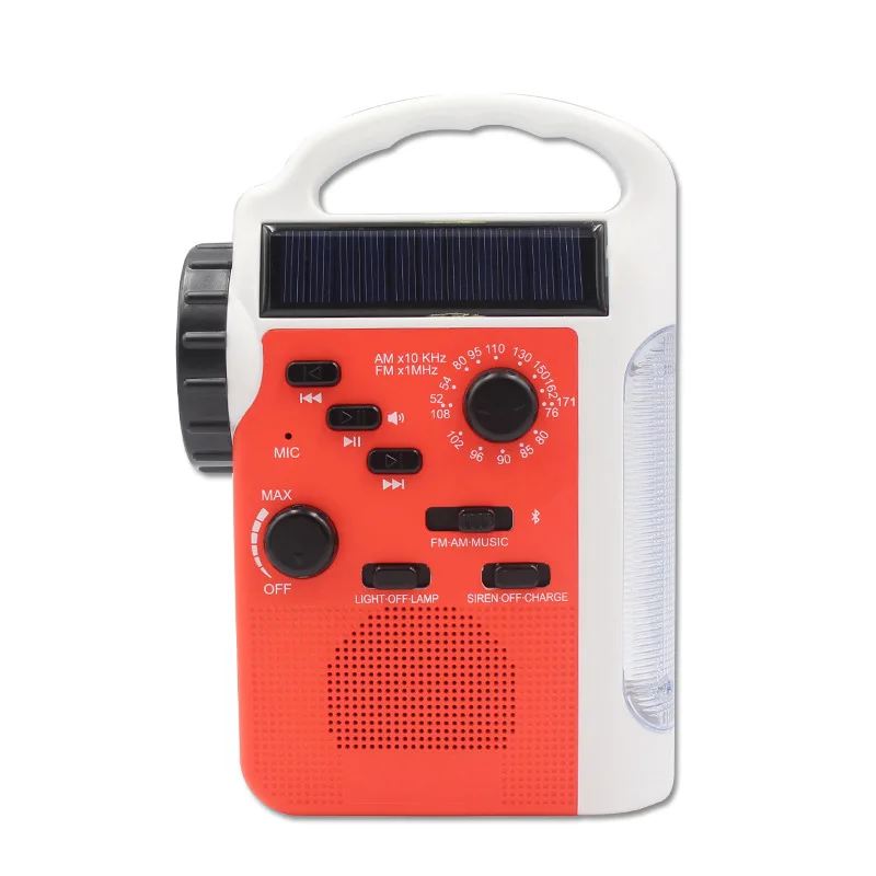 D399BT Radio Solar linterna de mano, luz de emergencia multifuncional, sonido de alarma Sos, carga de emergencia