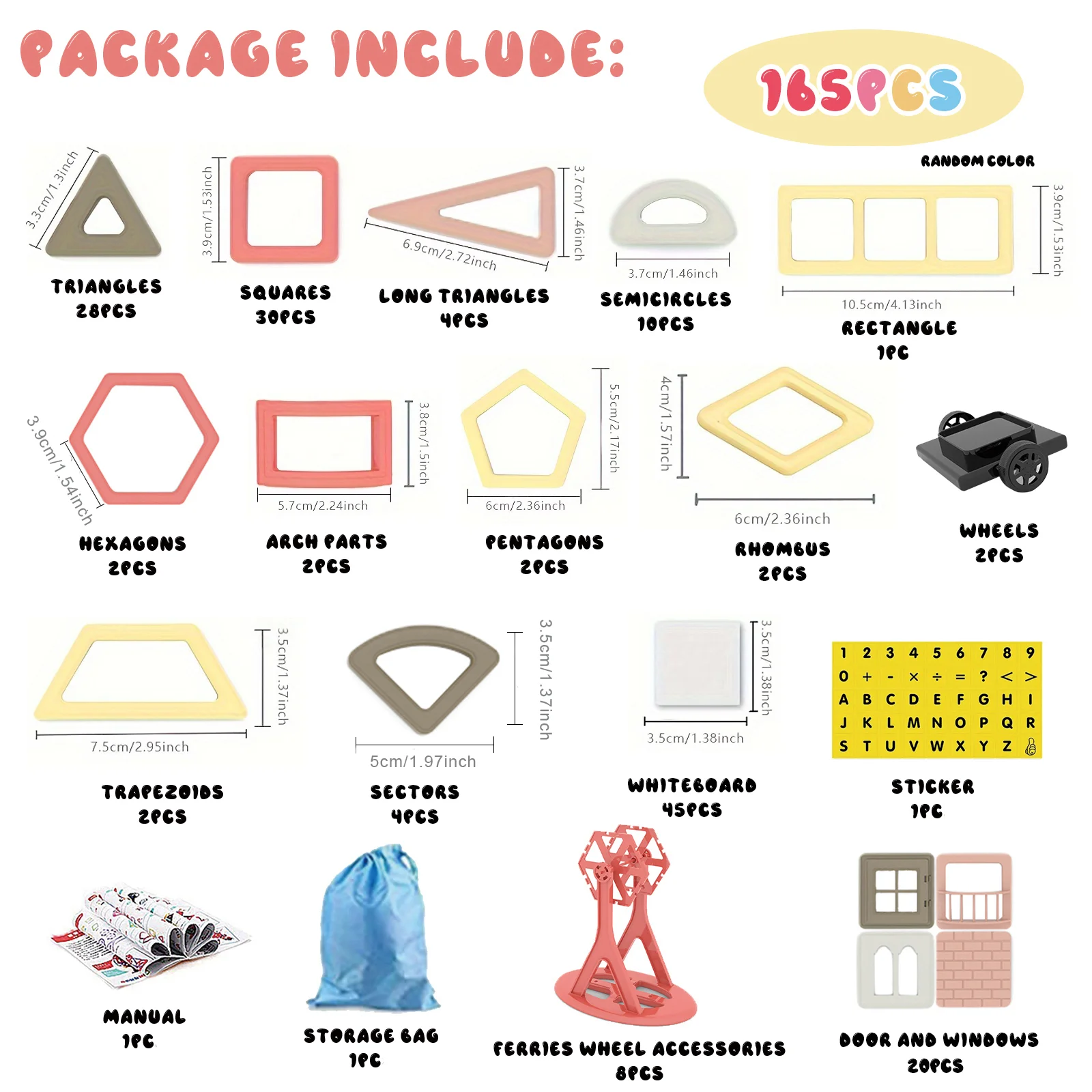 165pcs Mini Magnetic Tiles 3D Magnetic Building Blocks Toys Educational toys for Kids Preschool Learning Stacking Blocks