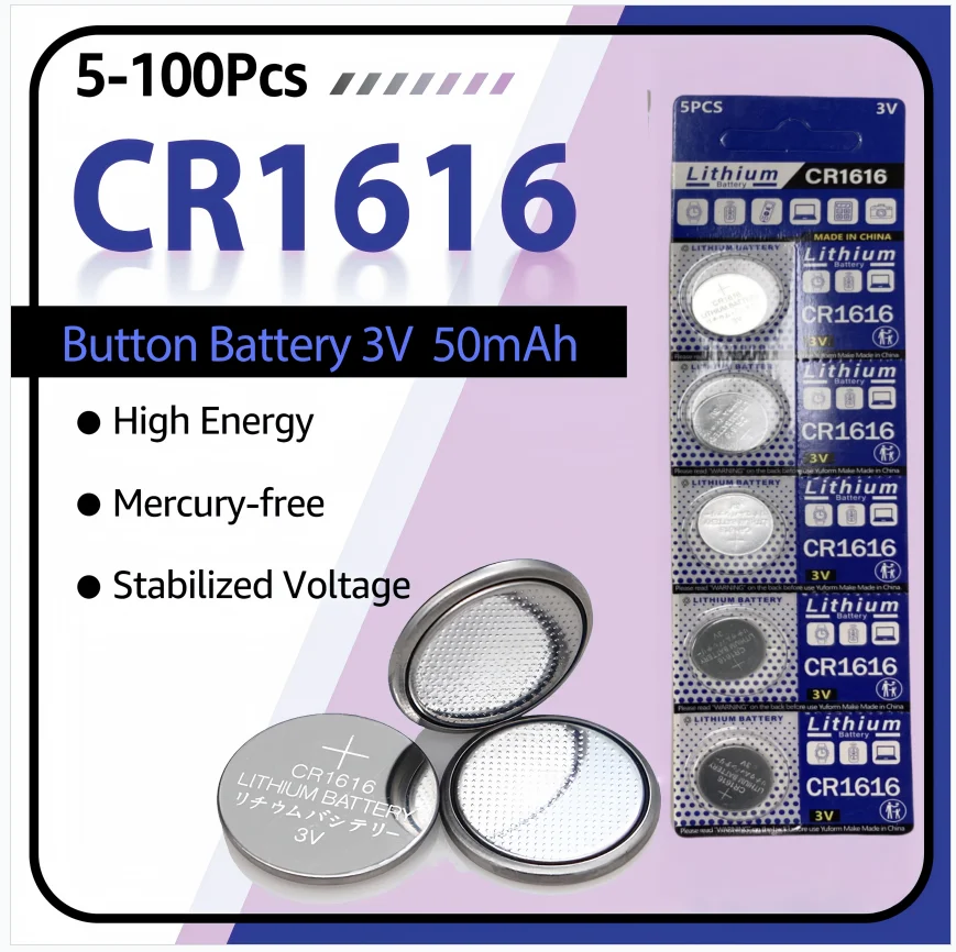 

CR1616 3V Coin Cell Battery (5-50PCS) Compatible with BR1616 ECR1616 DL1616 KCR1616