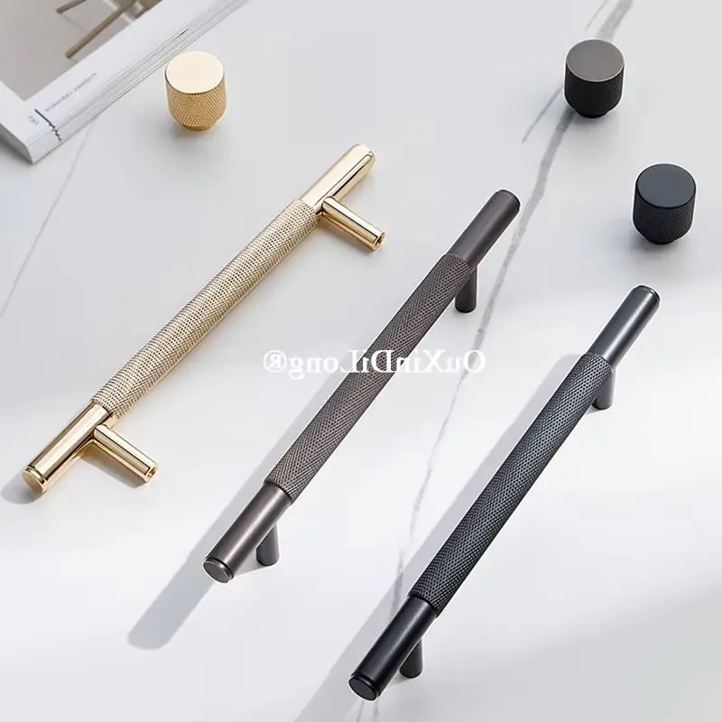 

High-end Luxury 4PCS Solid Brass T-Bar Furniture Handles Drawer Knobs Cupboard Wardrobe Closet Dresser Wine Cabinet Door Pulls