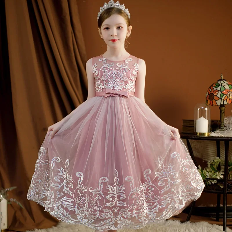 Summer Girls Long Evening Party Dress Elegant Kids Dresses For Girls Clothes Vestidos Teenage Wedding Dress 5 6 8 10 12 14 Year