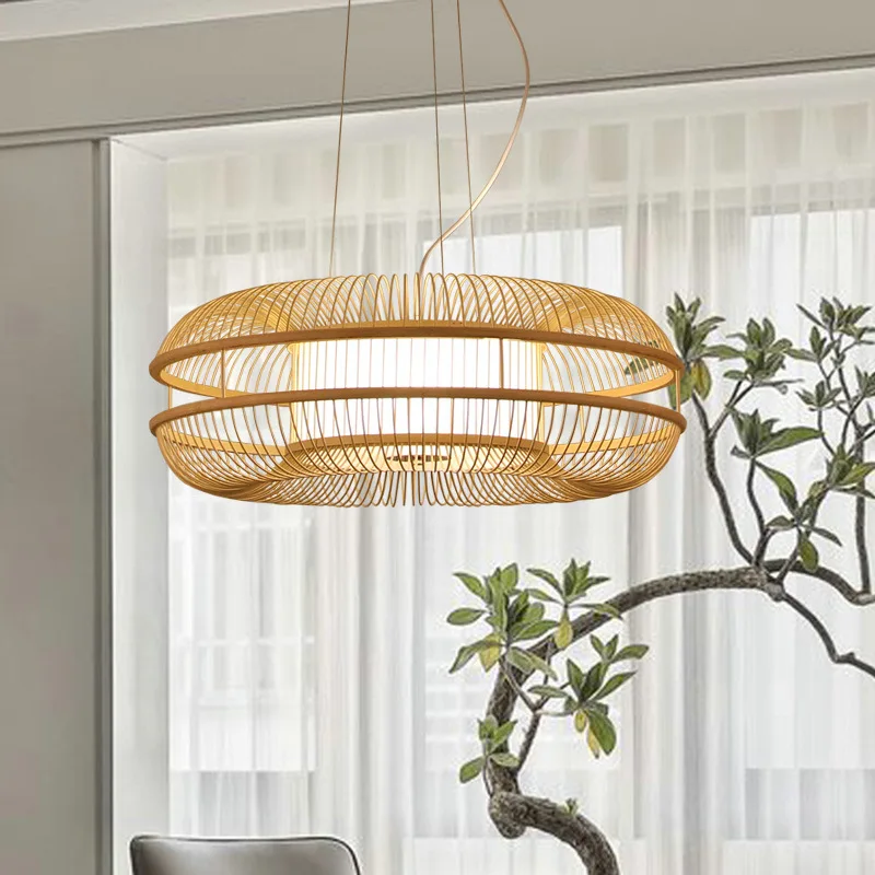 

New Chinese Restaurant Living Room Private Room Japanese Bamboo Art South East Asia Chandelier Hotel Homestay Creative Light