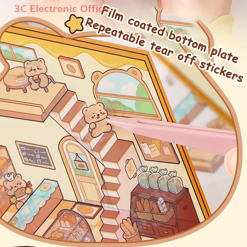 Creative 3D Simulation Cabin Stickers Landscape Scenery DIY Handmade Pasting Stickers For Toys Models Journals Decoration