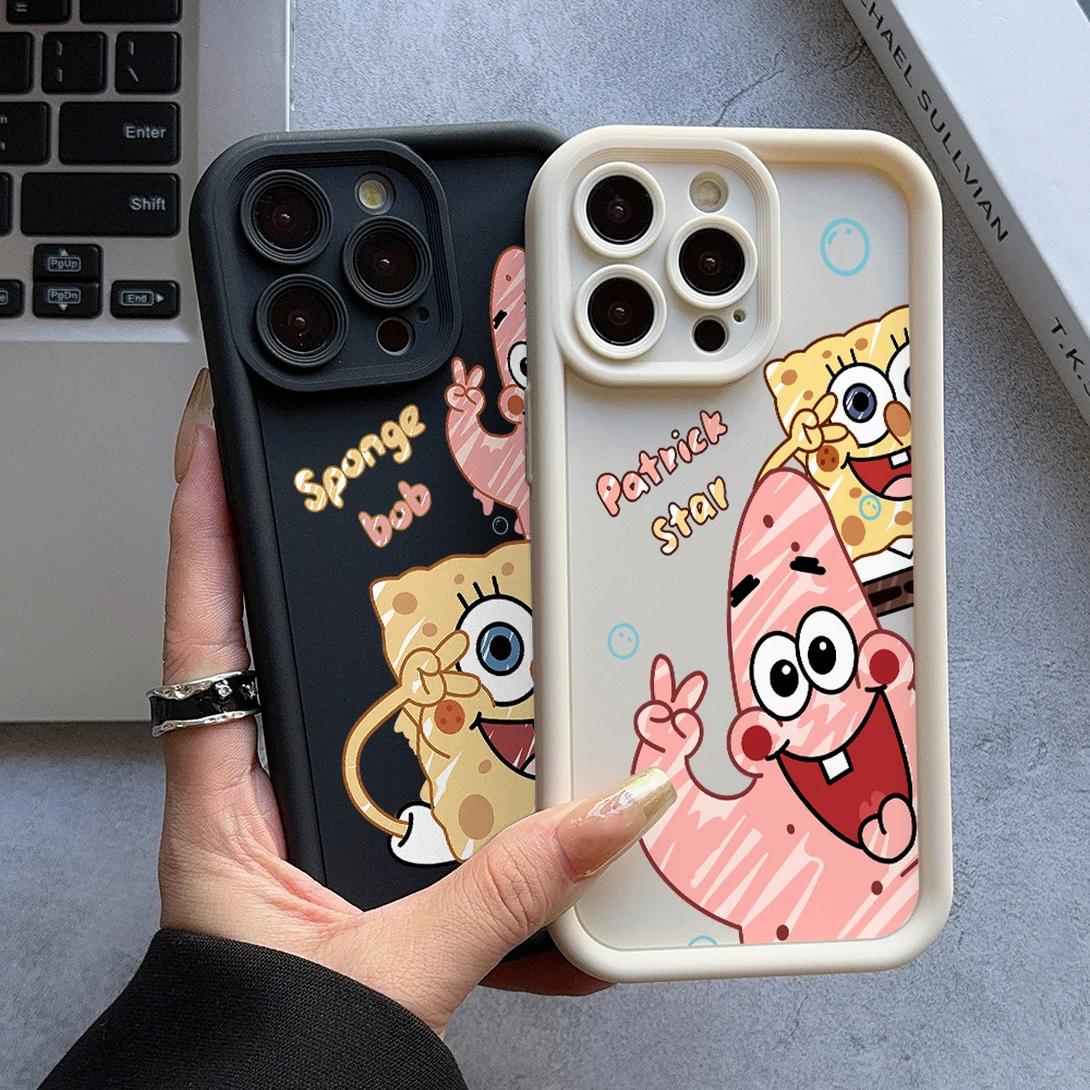 S-SquarePants SpongeBobs Phone Case for Xiaomi Redmi Note 13 12 12S 11 11S 10 9 8 Pro Plus A3 13C 12C 10C 9C 4G 5G Ladder Cover