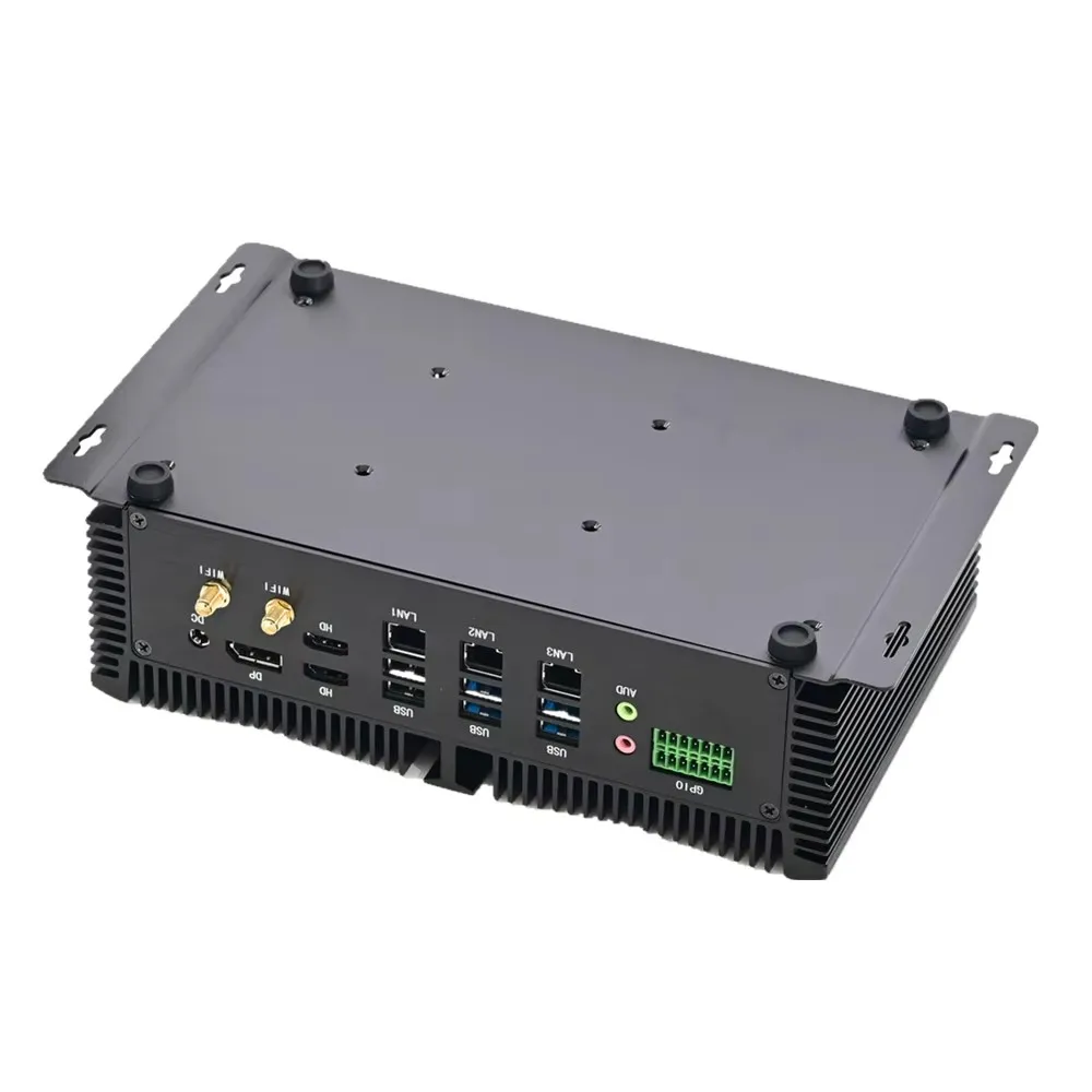 كمبيوتر صغير i7 1355U i5 1335U DDR5 Ram Nvme SSD كمبيوتر صناعي بدون مروحة 3xLan 8 * COM 8 * USB 1 * GPIO 2 * HDMI 1 * DP 4K @ 60 هرتز عرض
