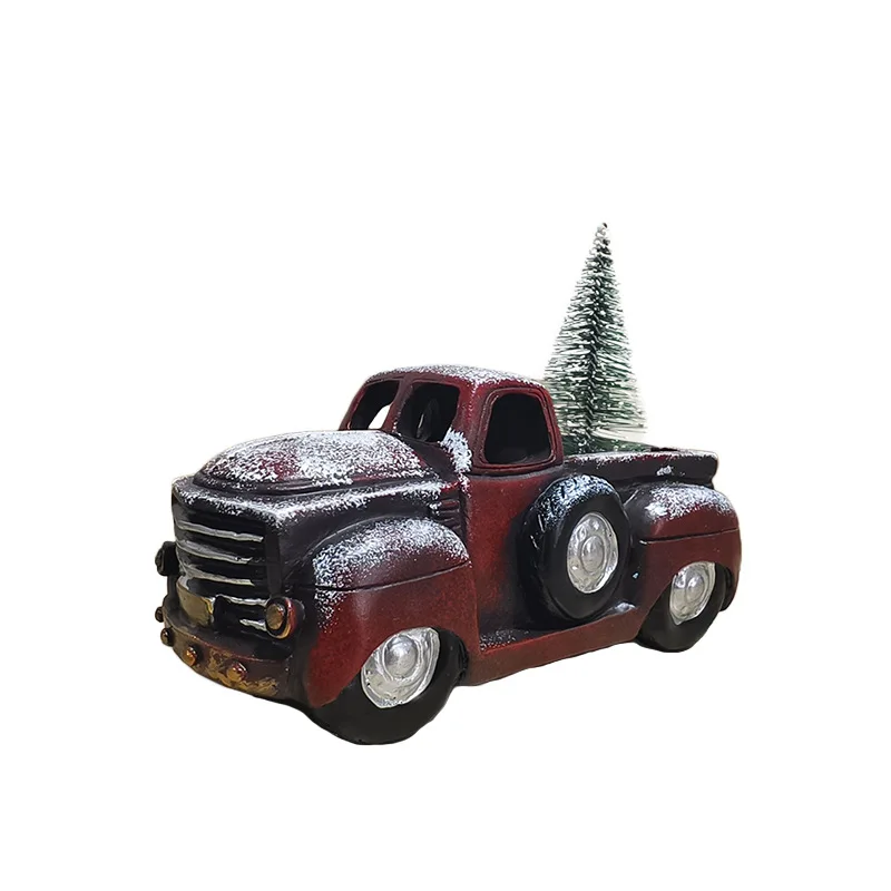 جديد حار بيع عيد الميلاد سيارة حمراء شجرة عيد الميلاد الديكور تمثال عيد الميلاد عطلة الراتنج الحرف