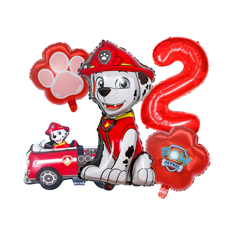 Juego de globos digitales con decoración de cumpleaños de la patrulla canina de dibujos animados, 5 uds., Chase Marshall Skye, bola de aluminio,