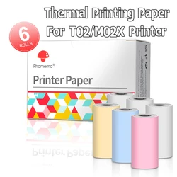 3-6rolls T02 Printe Sticker Paper carta termica 50mm 53mm bianco colorato per phommemo Pocket T02 Mini stampante termica