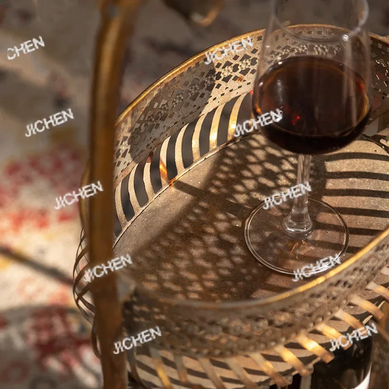 رف تخزين معدني قديم من JCH، رف نبيذ أحمر قابل للإزالة لغرفة المعيشة المنزلية، رف فواكه للوجبات الخفيفة متعدد الطبقات #5