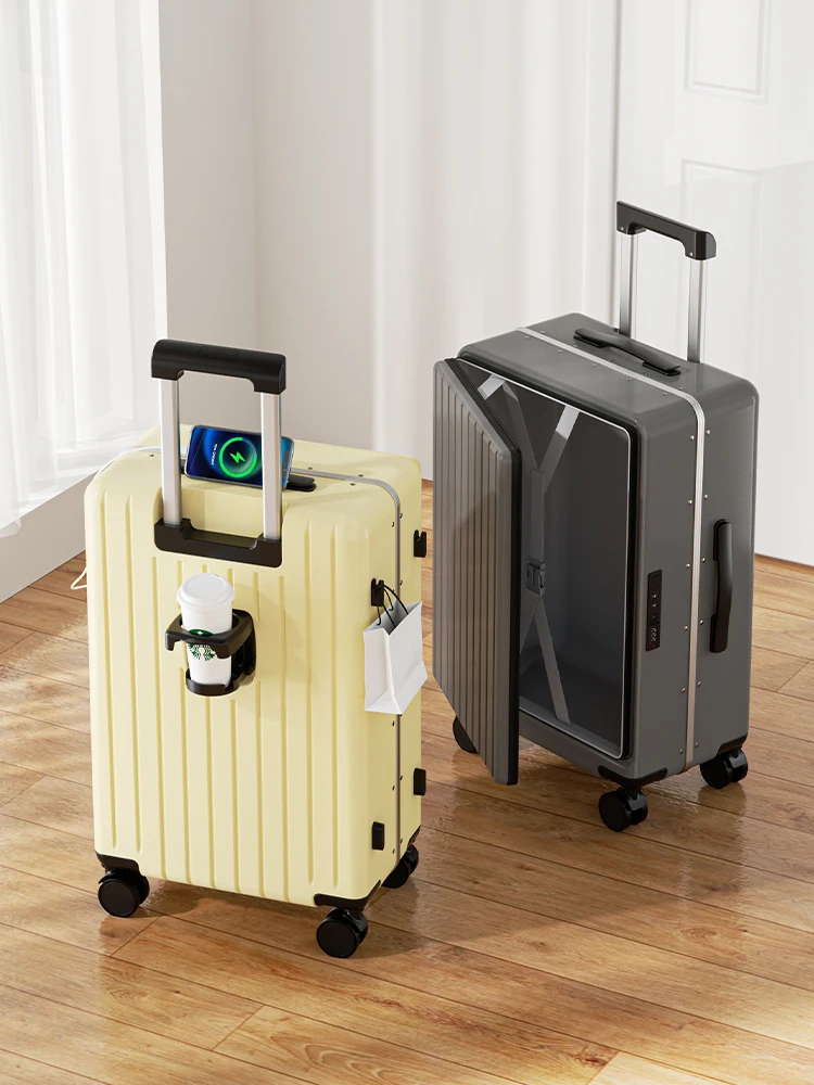 

Side open lid, luggage 2025 new model, aluminum frame, large capacity 20 inches, boarding, tie rod