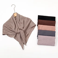 Crinkle Solid Square Scarf For Muslim Woman Hijab Shawl Lady Fashion Headband Hair Scarf Islamic Turban Bandana 90*90cm