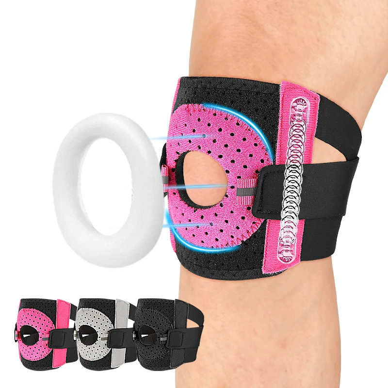 Adjustable meniscus support full protection hook and loop closed for running
