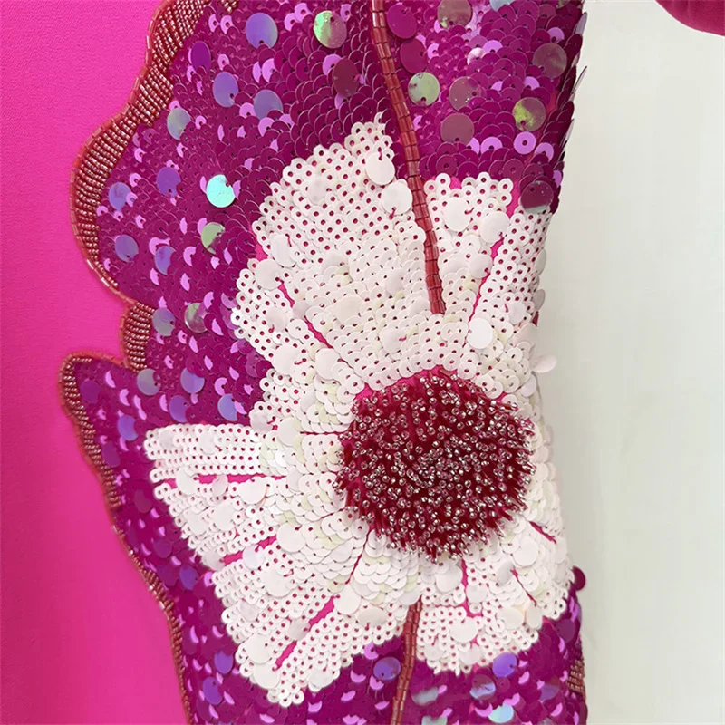 ชุดสตรีใหม่เลื่อมดอกไม้เย็บปักถักร้อยชุดยาวสําหรับฤดูใบไม้ร่วง 2025 รอบคอ SLIM FIT MIDI ชุดเดรสปาร์ตี้หรูหรา