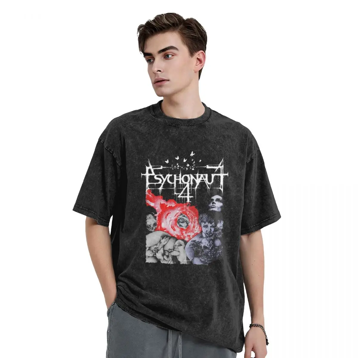 PSYCHONAUT 4 BAND Luxury Retro T Shirts for Men Summer Print Shirt Cotton High Quality Clothing Streetwear