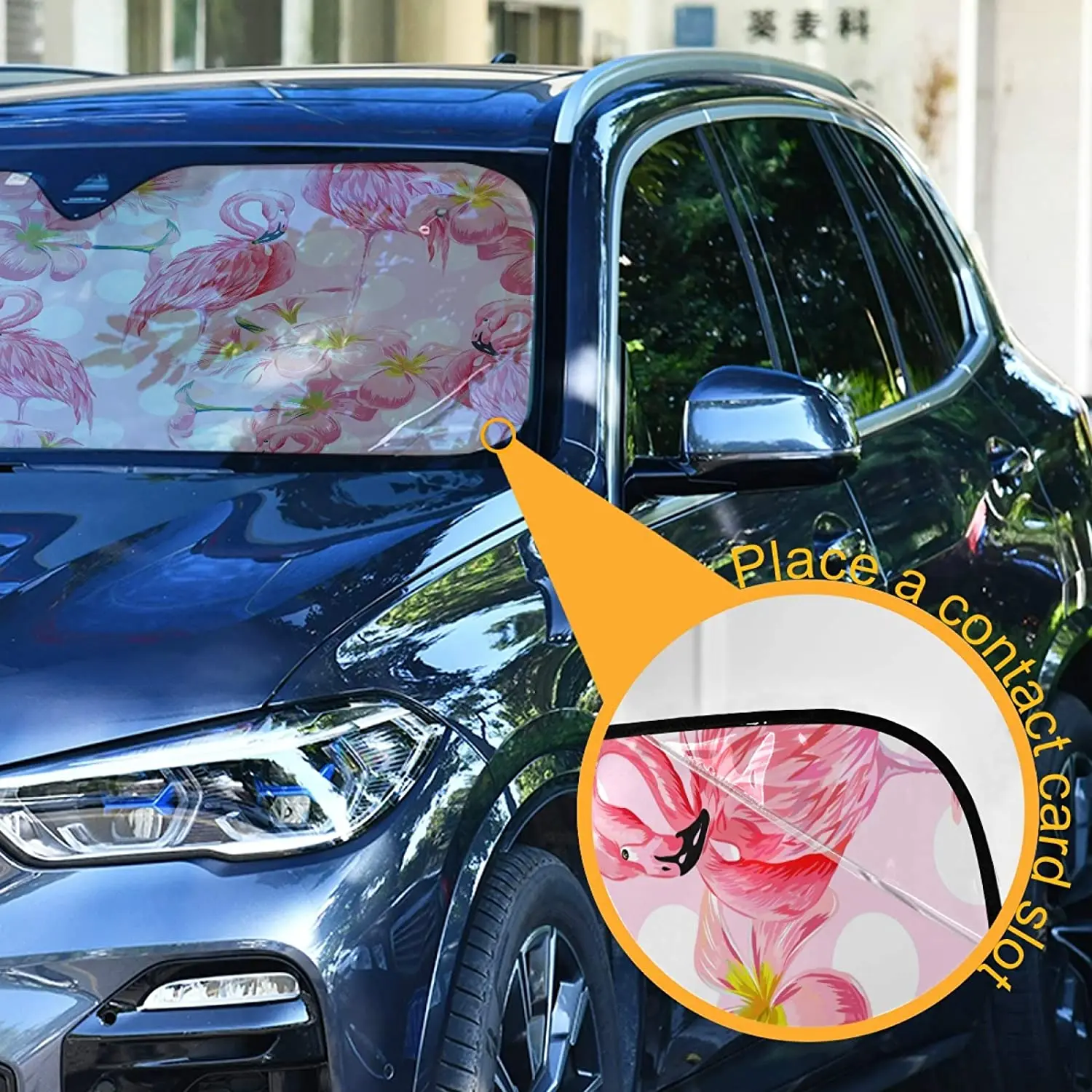 Verão tropical flamingos carro pára-brisa sol sombra rosa flores floral toldos reflexivos raios uv protetor manter seu veículo