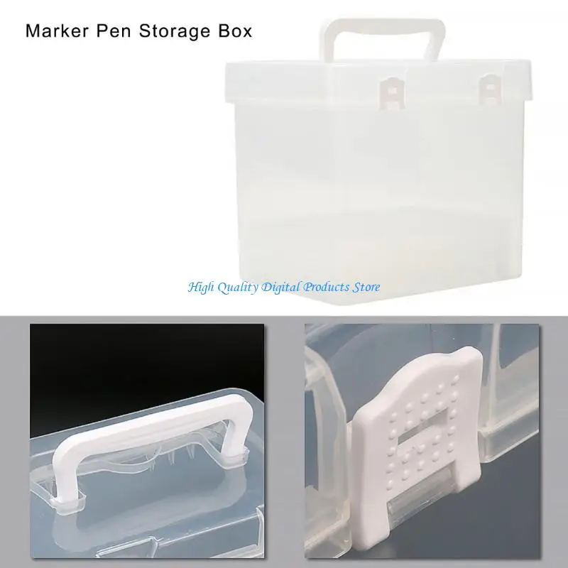 

U2JE Clear Plastic Marker Storage Box Multi Slots Portable Marker Organiser Container