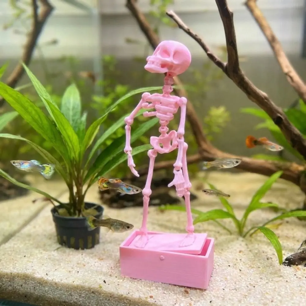 3D Printed Dancing Skeleton Aquarium Bubbler Plastic Air Driven Dynamic Skeleton Bubbler Gothic with Air Tube