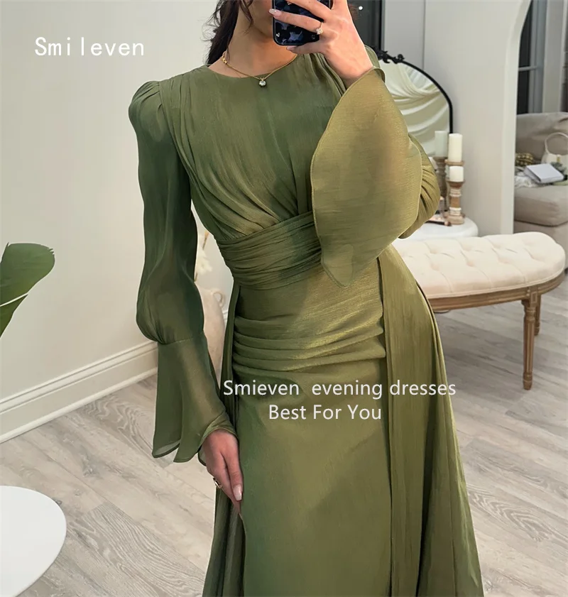 Smileven Noval Mermaid فساتين سهرة Prom Dress Full Sleeve Party Gowns Shining Scoop Occassion Dress Customized 2026