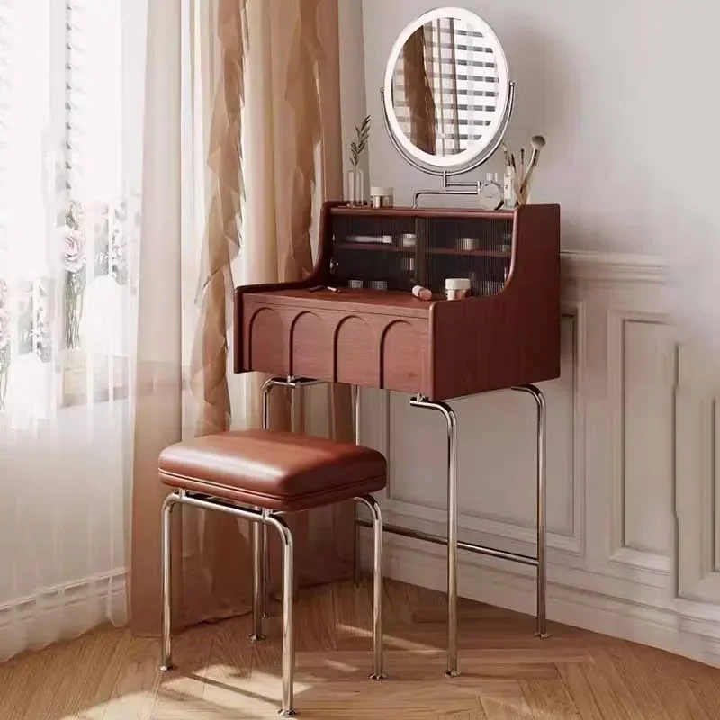 

Nordic Brown Stool Dresser Eithe Drawers Mirror Luxury Hotel Dressing Table Makeup Living Room Comoda Pra Quarto Furniture