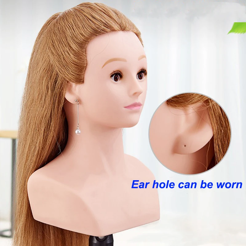 Mannequin Head 85% Real Hair Hairdresser Training Head with Clamp Manikin Cosmetology Doll Head for Braiding Styling