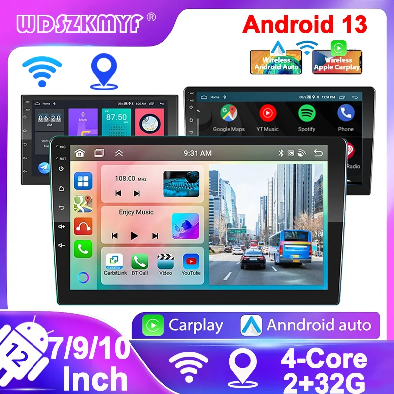 

Android 13 2 Din Car Radio 7"/9"/10" Android auto Carplay 2+32G Automotive Multimedia car play Player BT car intelligent systems