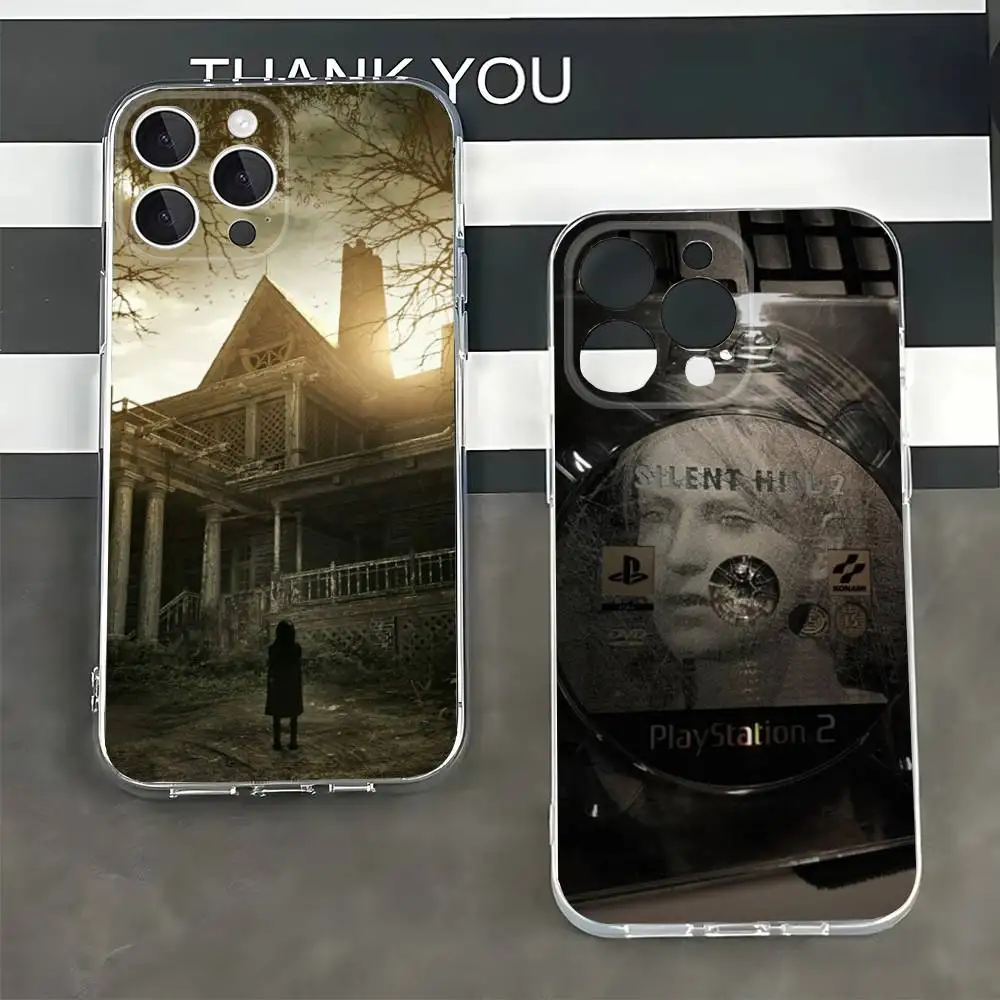 S‑Silent Hill Horror‑r Transparent Protective Cover for iPhone 7,8,11,12,13,14,15,16,17,Pro Max,Plus,X,XR,XS Max,SE,12 mini