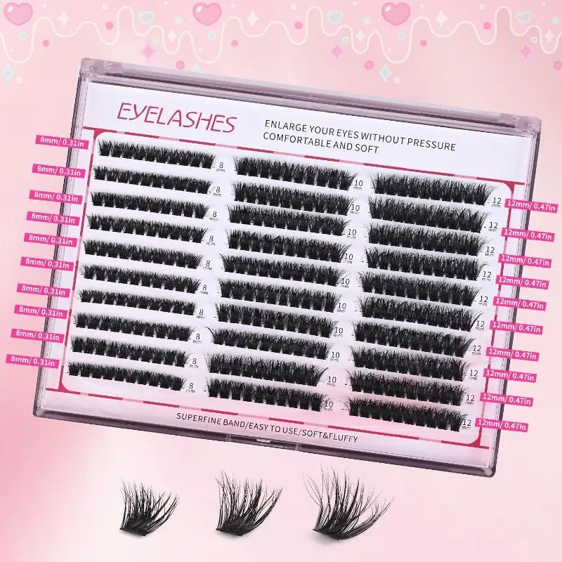 30 Rows Cluster Lash Extensions 8-16mm Mix Fluffy 60D 80D 100D Individual Eyelash Extension Cluster Fake Eyelash Tool