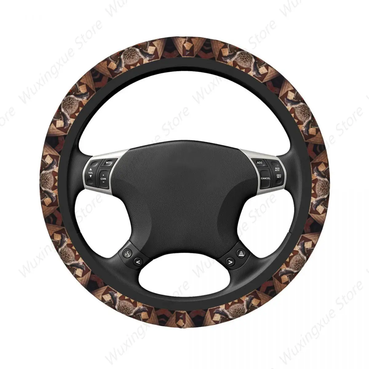 Owl Keeper Of Wisdom Thickening Car Steering Wheel Cover 38cm Universal Suitable Women Elastic Steering Wheel Cover