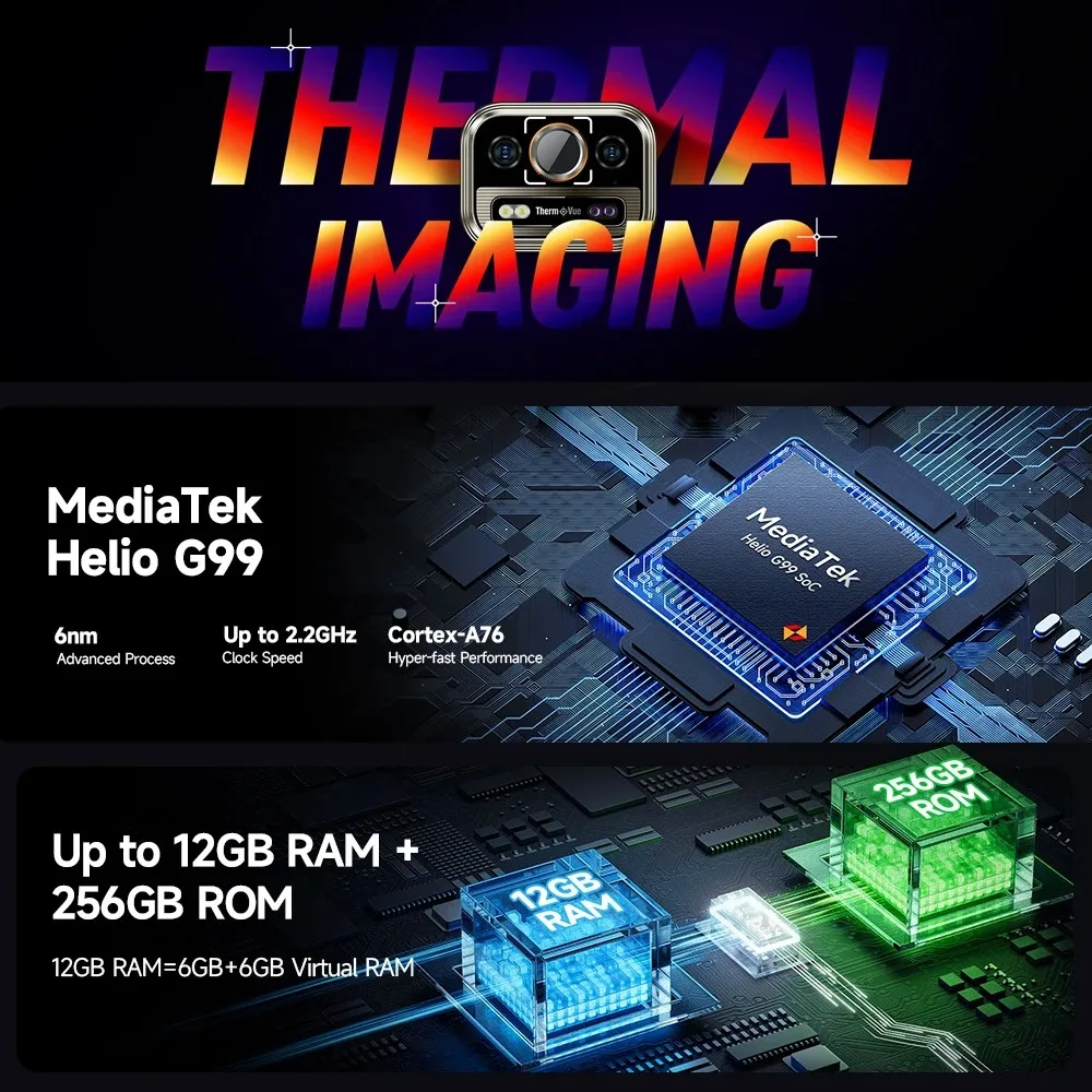 Ulefone Armor 25T 4G Rugged Phone 33W 50MP+64MP Night Camera NFC Waterproof 6.78" 120Hz 256GB ROM  Android 14 Smartphone