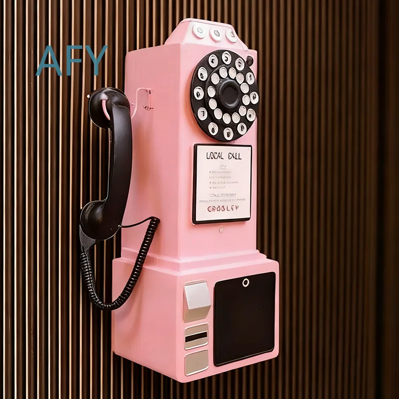 Iron Wall Mounted Telephone Ornament for Vintage Retro Bedroom Living Room Desk Decor Figurine Table Sculpture Creative Home