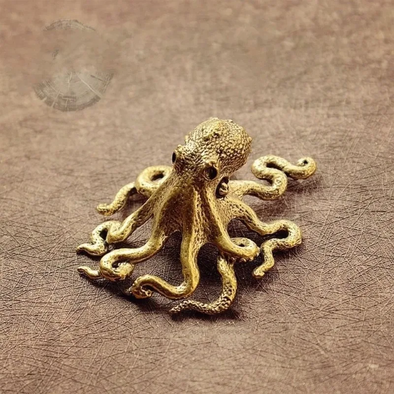 Brass Small Octopus Ornament Office Mini Statues Lucky Household Decorations Innovative Design Incense Holder Means Wealth