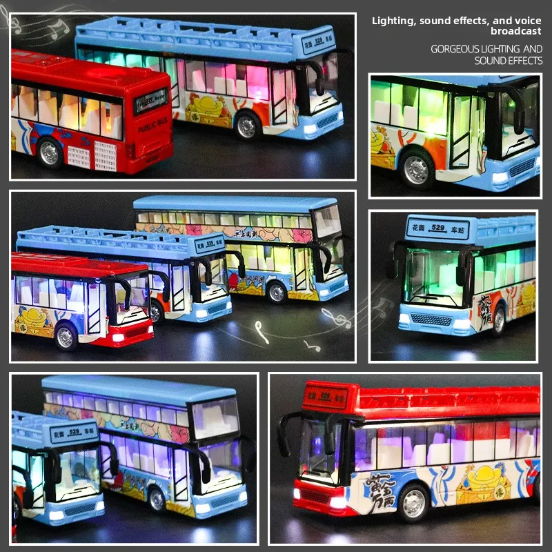 1:60 سبيكة حافلة المدينة نموذج المركبات مدينة اكسبرس حافلة حافلات مزدوجة دييكاست المركبات اللعب مضحك التراجع سيارة الأطفال الاطفال الهدايا